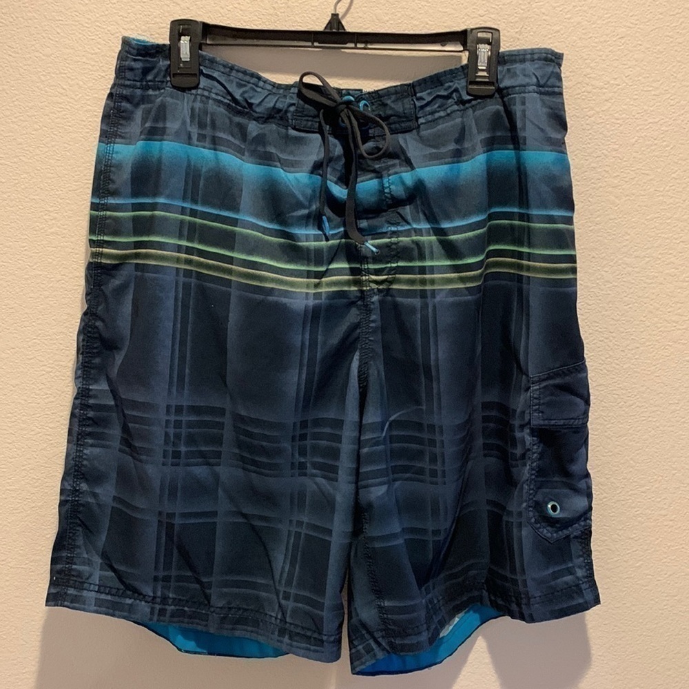 Speedo Mens Swim Trunks/Mesh fly/Tie Front/Left thigh pocket/Mesh inner brief XL